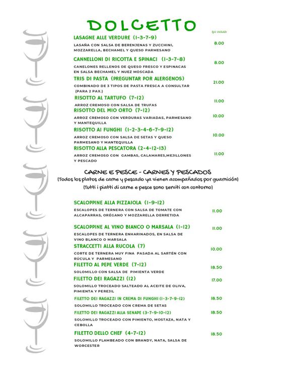 Dolcetto Ristorante Pizzería menu4